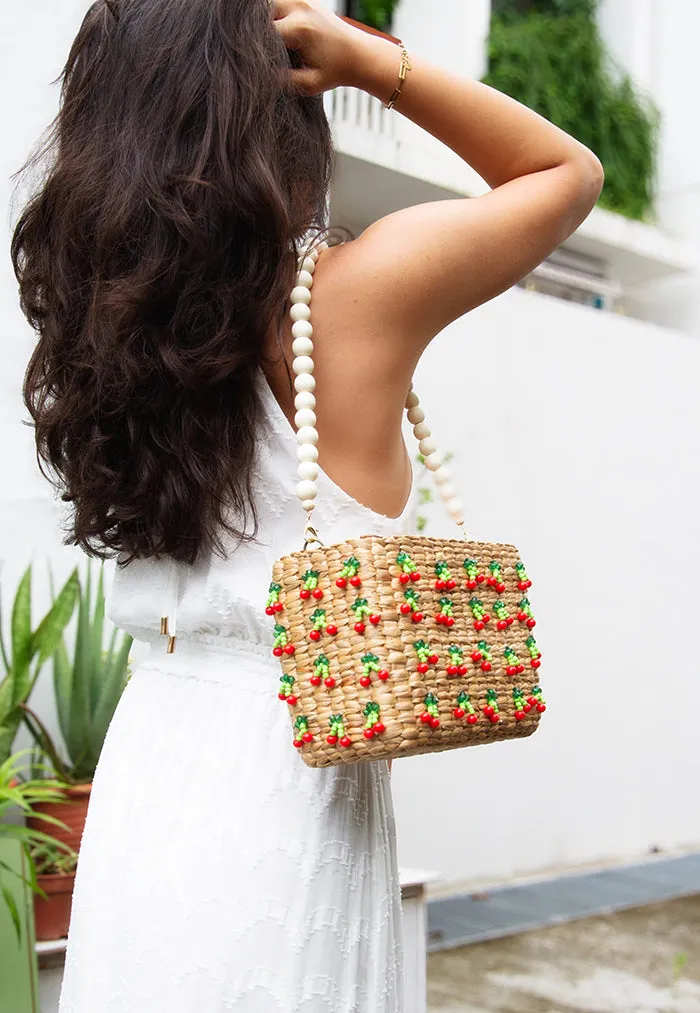 luulaa Cherry Pie Shoulder Basket Bag