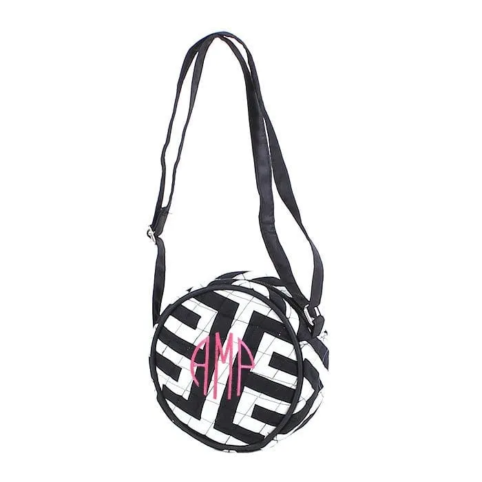 MA001 Quilted Circle Maze Print Crossbody Bag