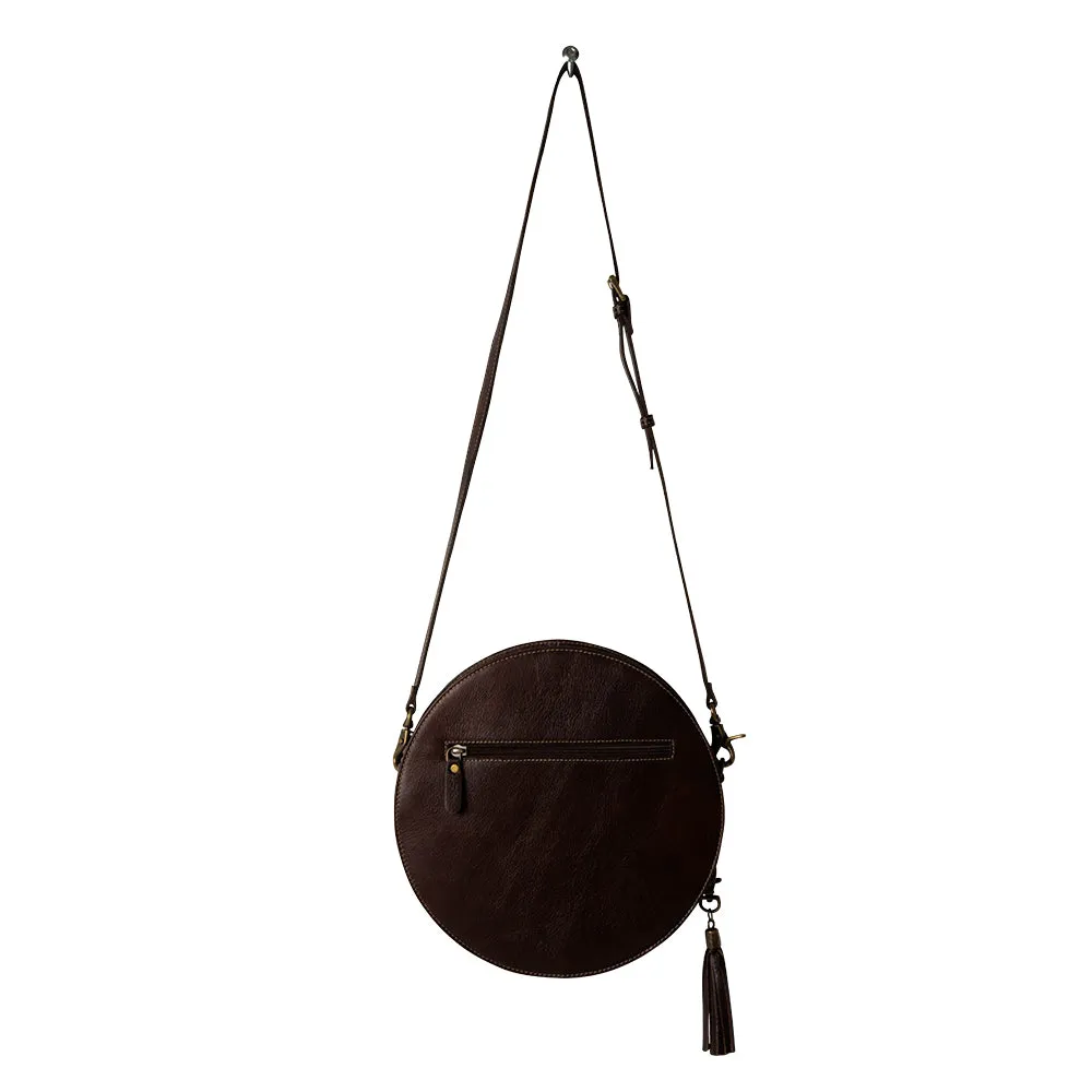 Magnolia Morn Hand-Tooled Round Bag