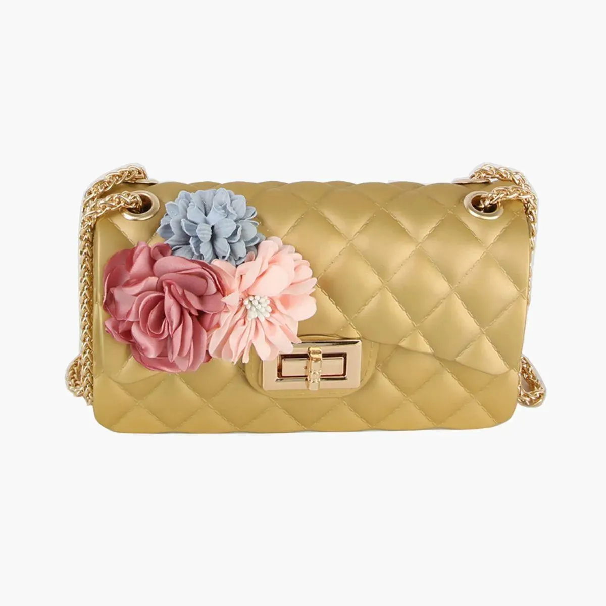 Make a Statement with a Stunning Gold Quilted Jelly Crossbody Mini Bag