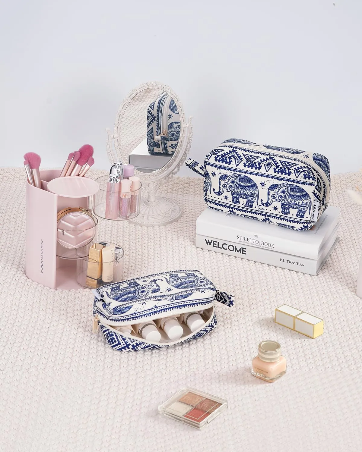 Makeup Bag for Purse With Handle