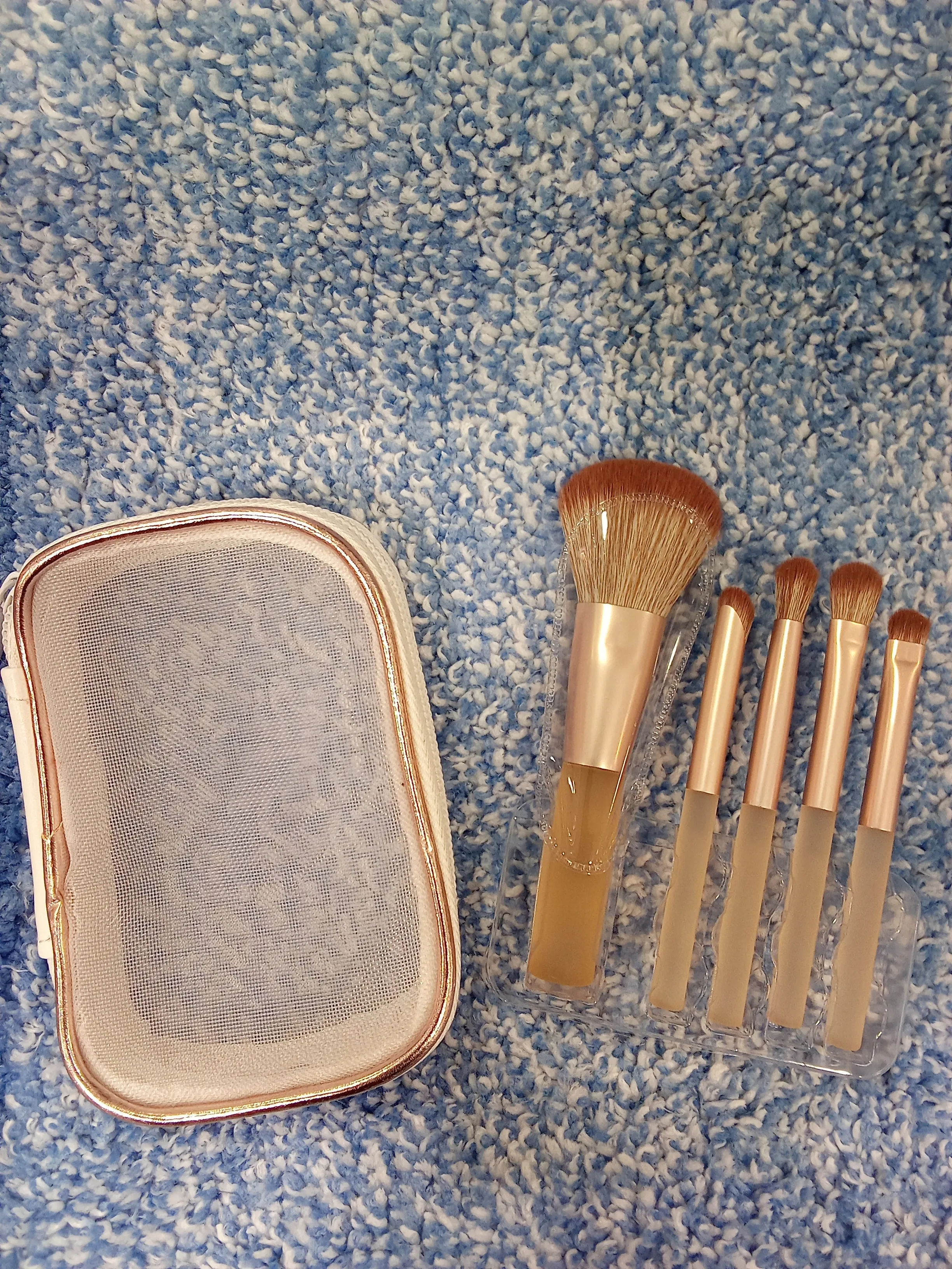 Makeup Brushes Set with Storage Bag (5pcs, Gold)