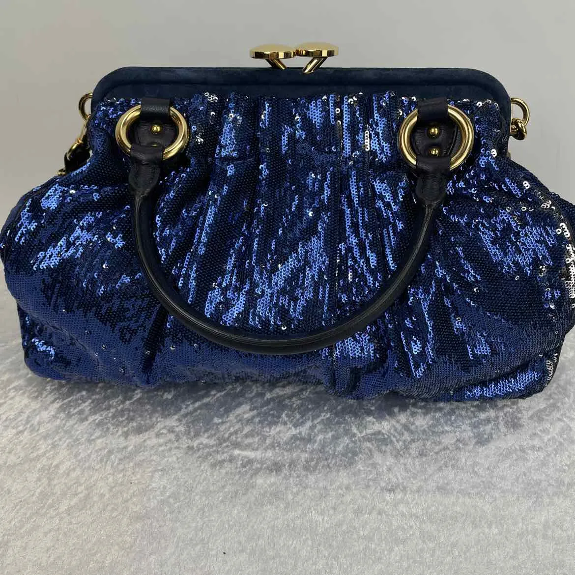 Marc Jacobs Blue Sequined Chain Link Crossbody New York Rocker Crossbody Bag