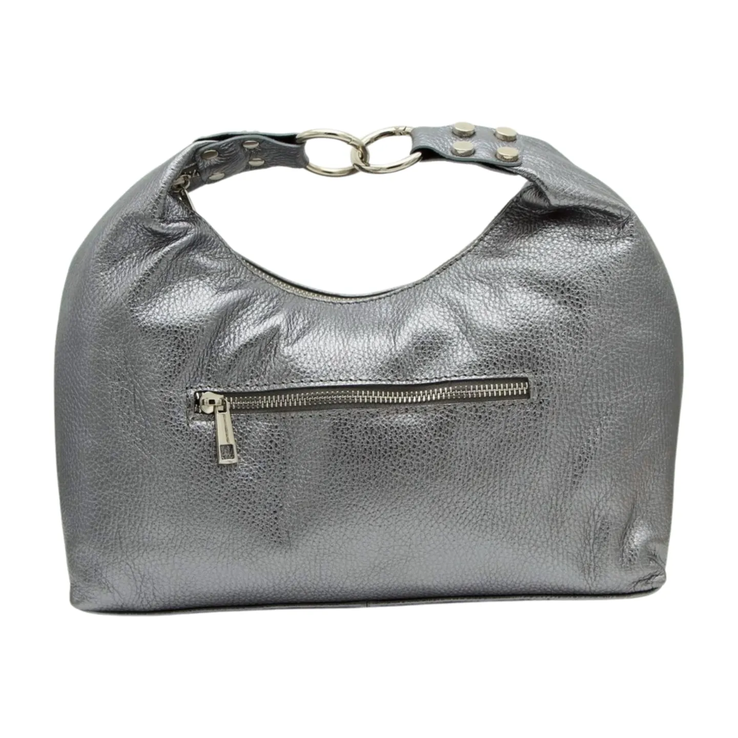 Marco Moreo Pewter Leather Hobo Crossbody Bag  7168