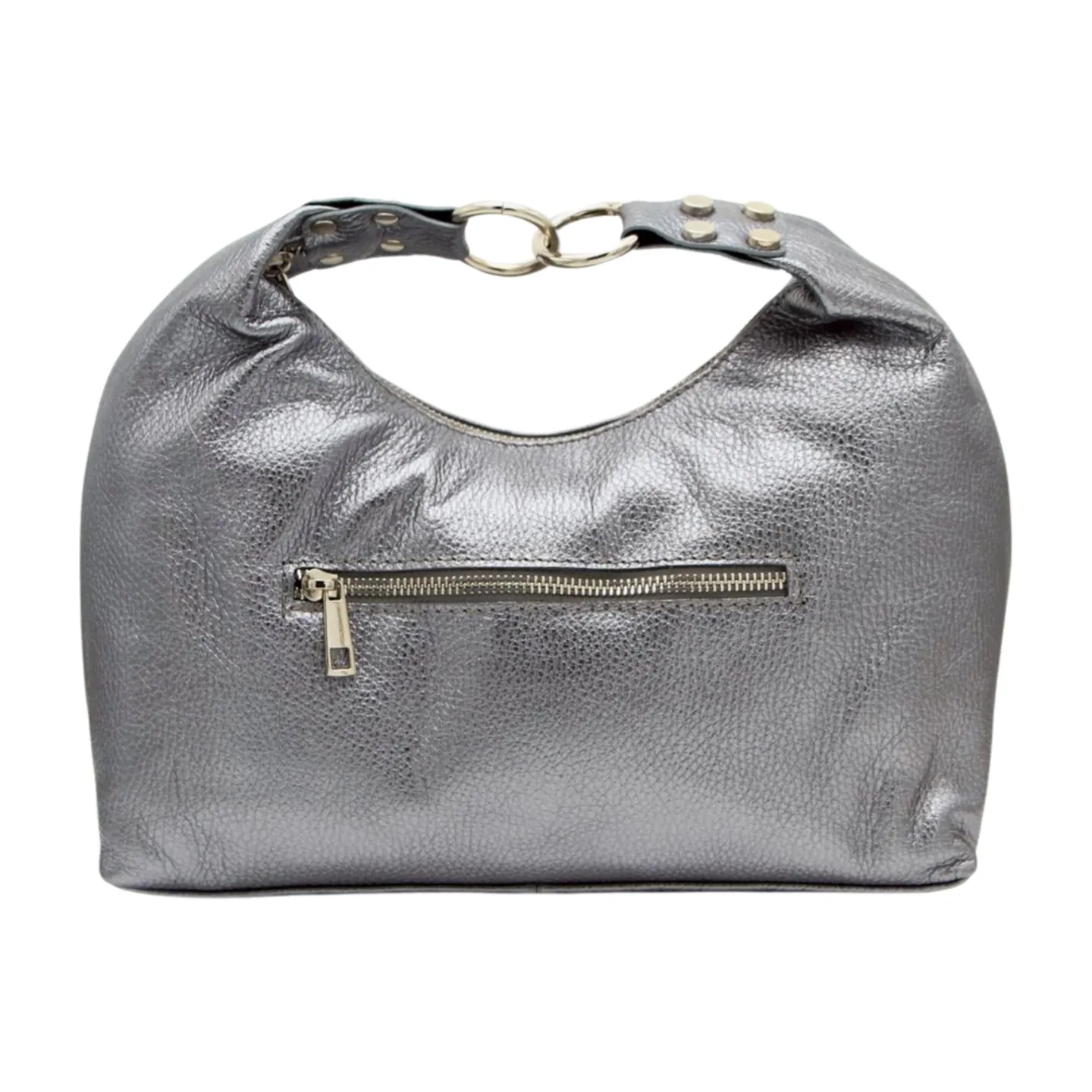 Marco Moreo Pewter Leather Hobo Crossbody Bag  7168