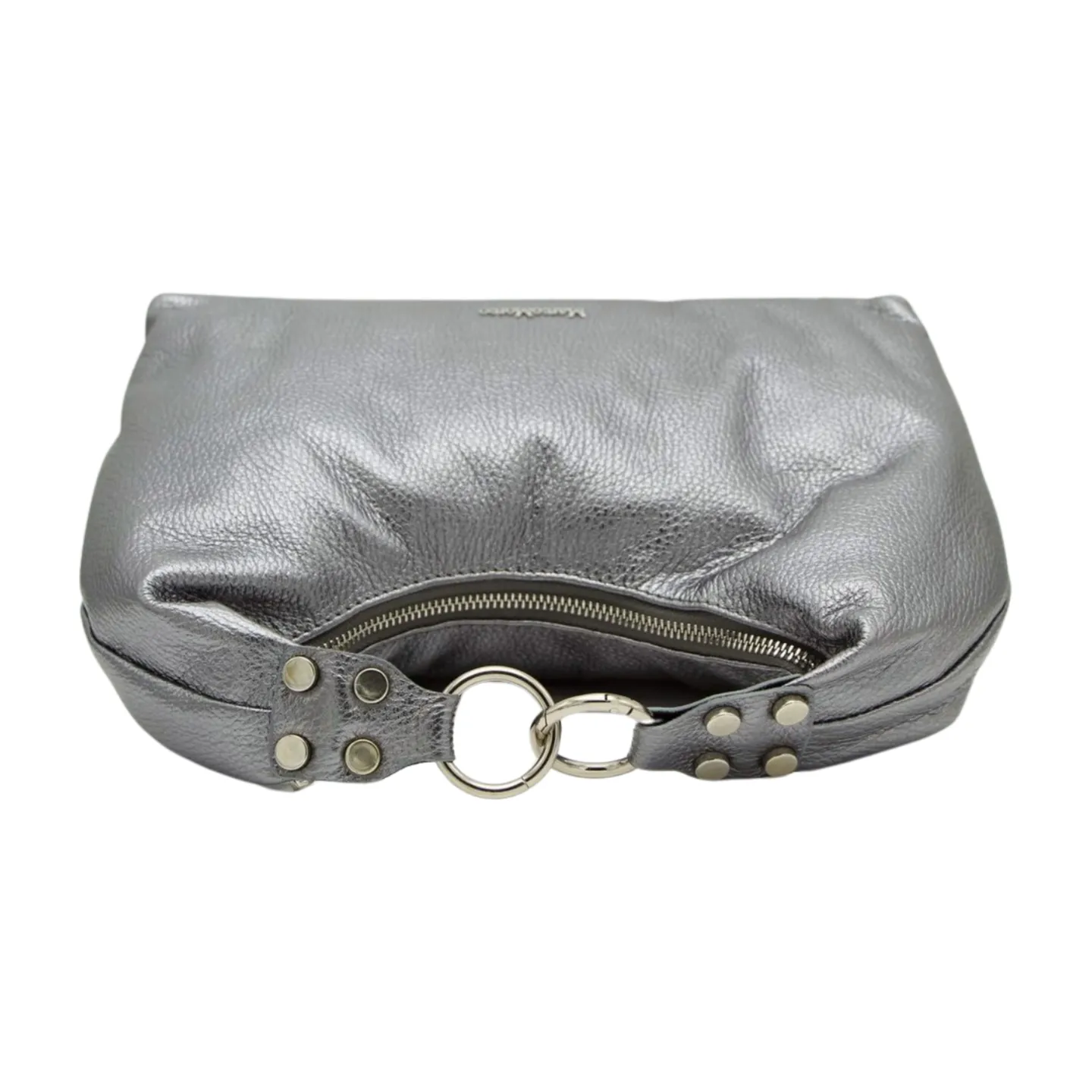 Marco Moreo Pewter Leather Hobo Crossbody Bag  7168