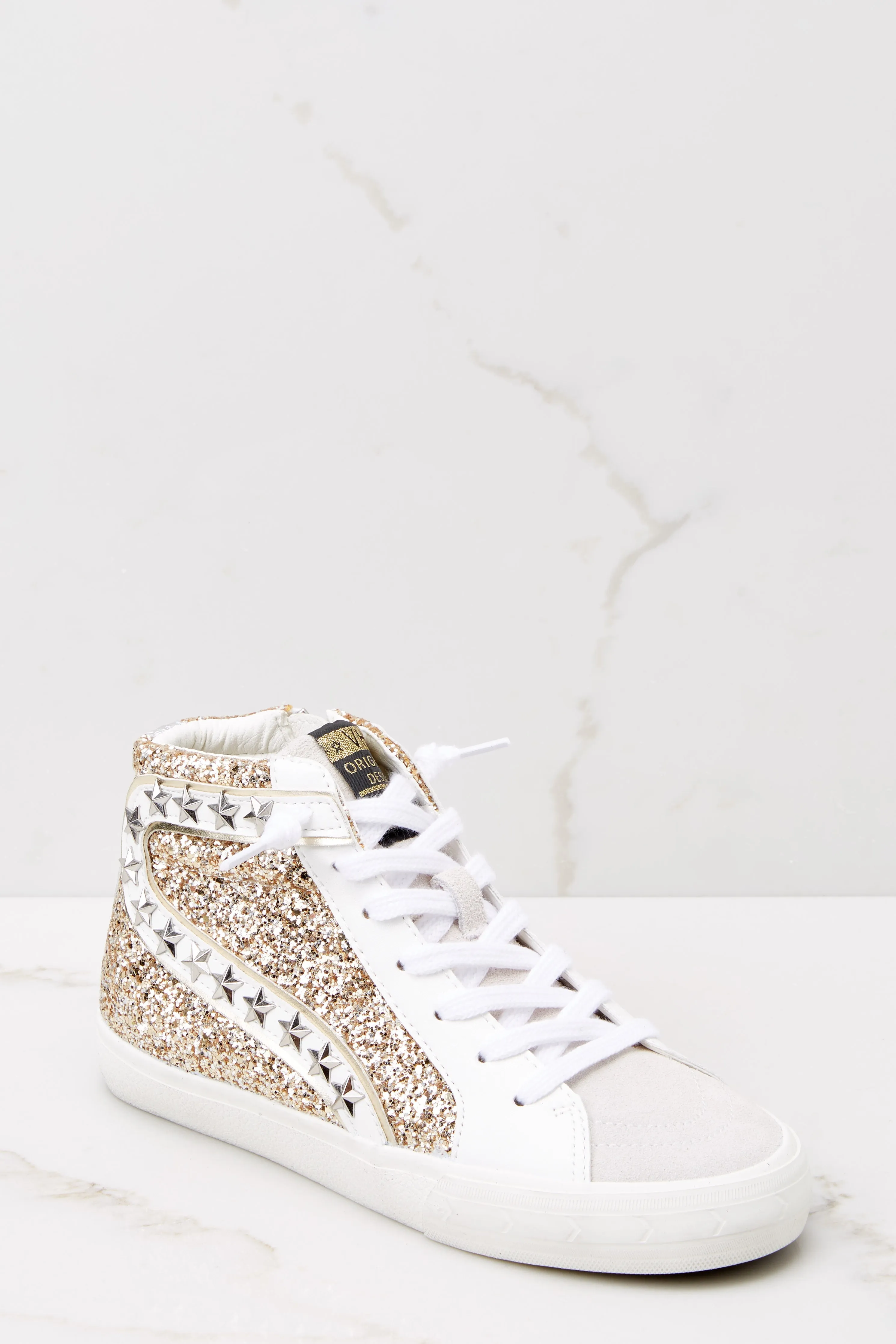 Mateel Gold Grey Multi Glitter High Top Sneakers