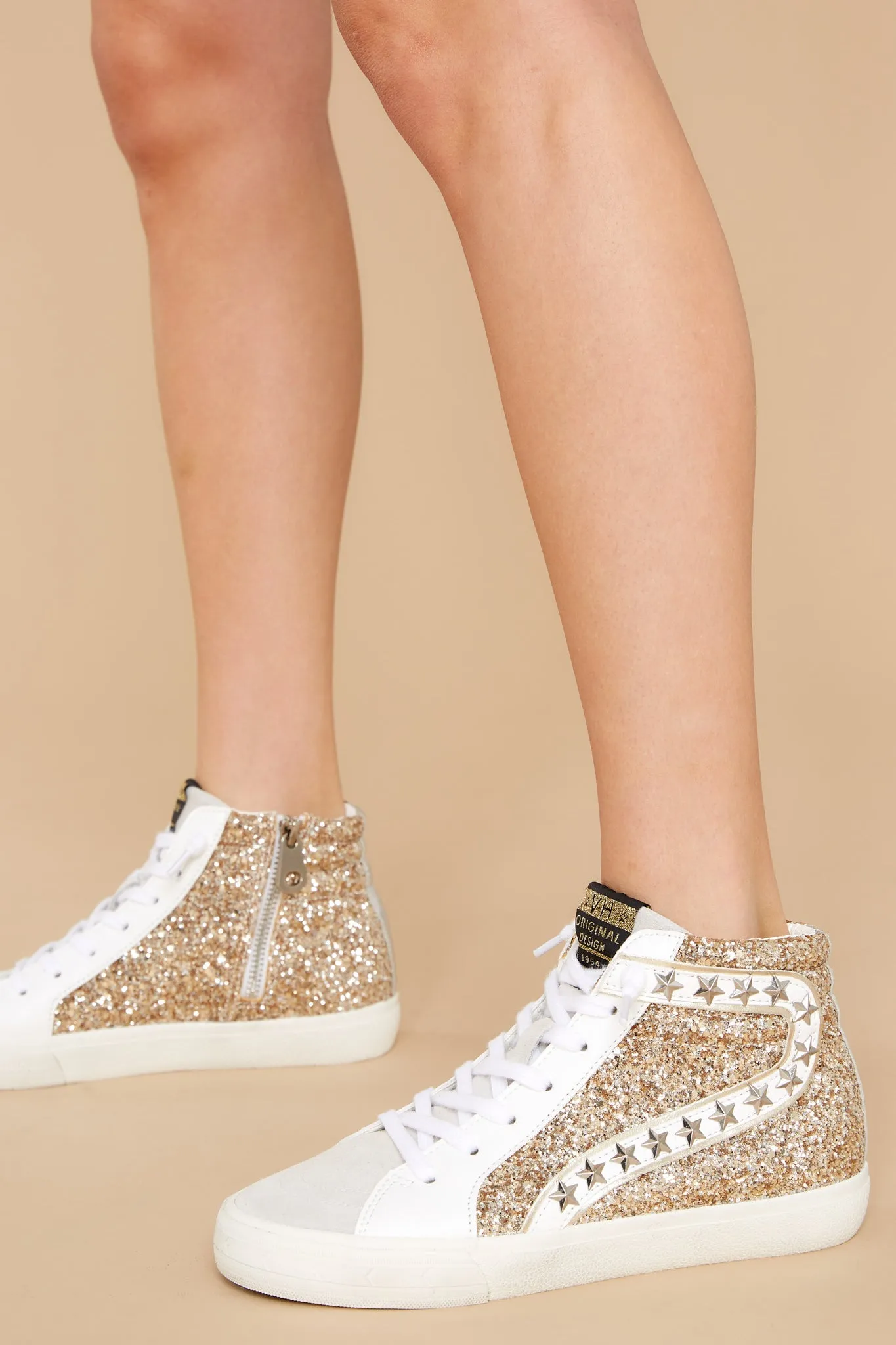 Mateel Gold Grey Multi Glitter High Top Sneakers