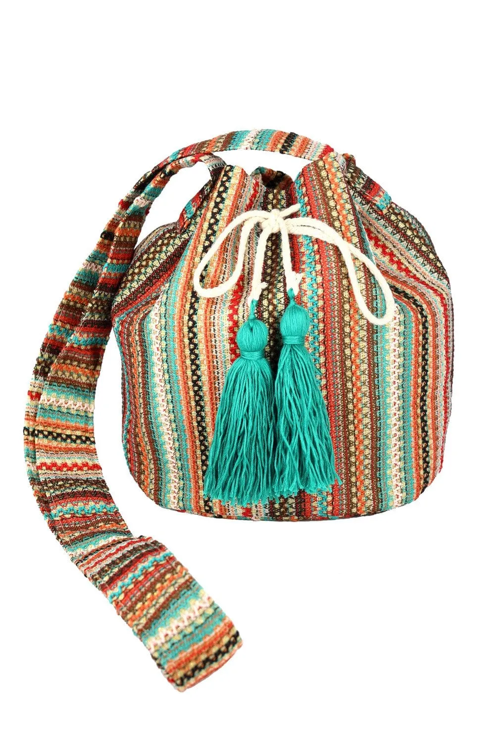 MB0233 Leila Multi Colored Striped Bucket Bag