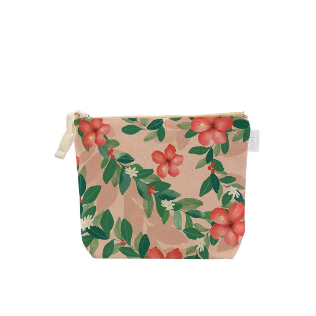 Mele Hibiscus Pattern Cosmetic Bag, Small