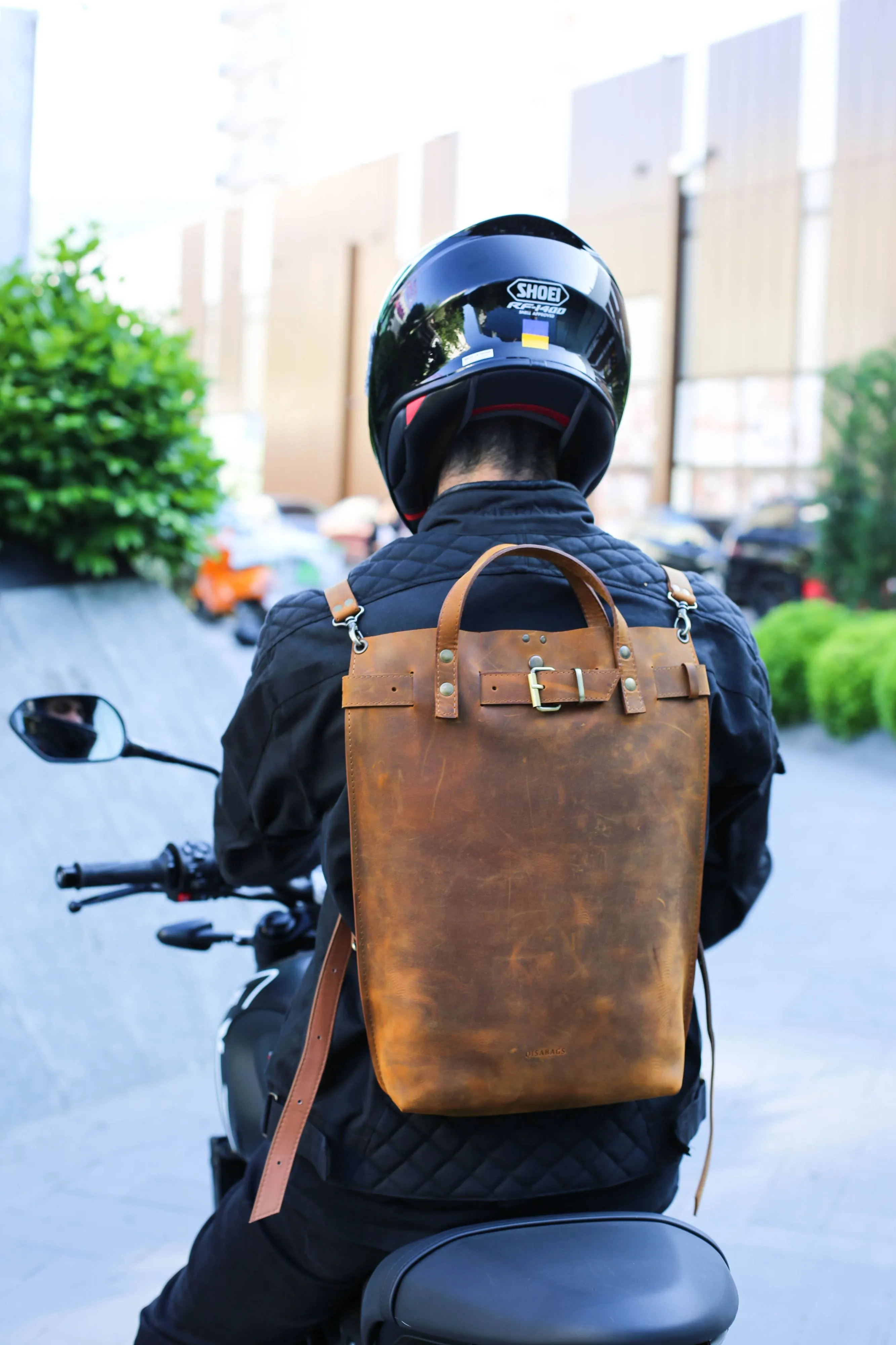 Men's Coffee Brown Leather Backpack