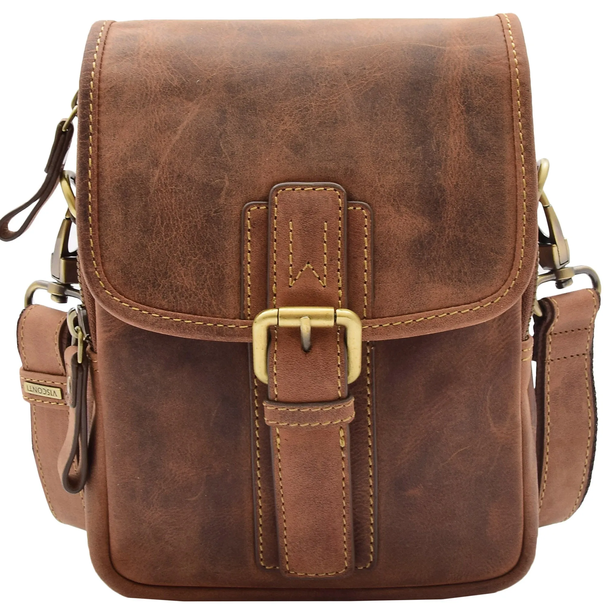 Mens Trendy Smart Crossbody Bag Genuine Leather Messenger Lucas Tan