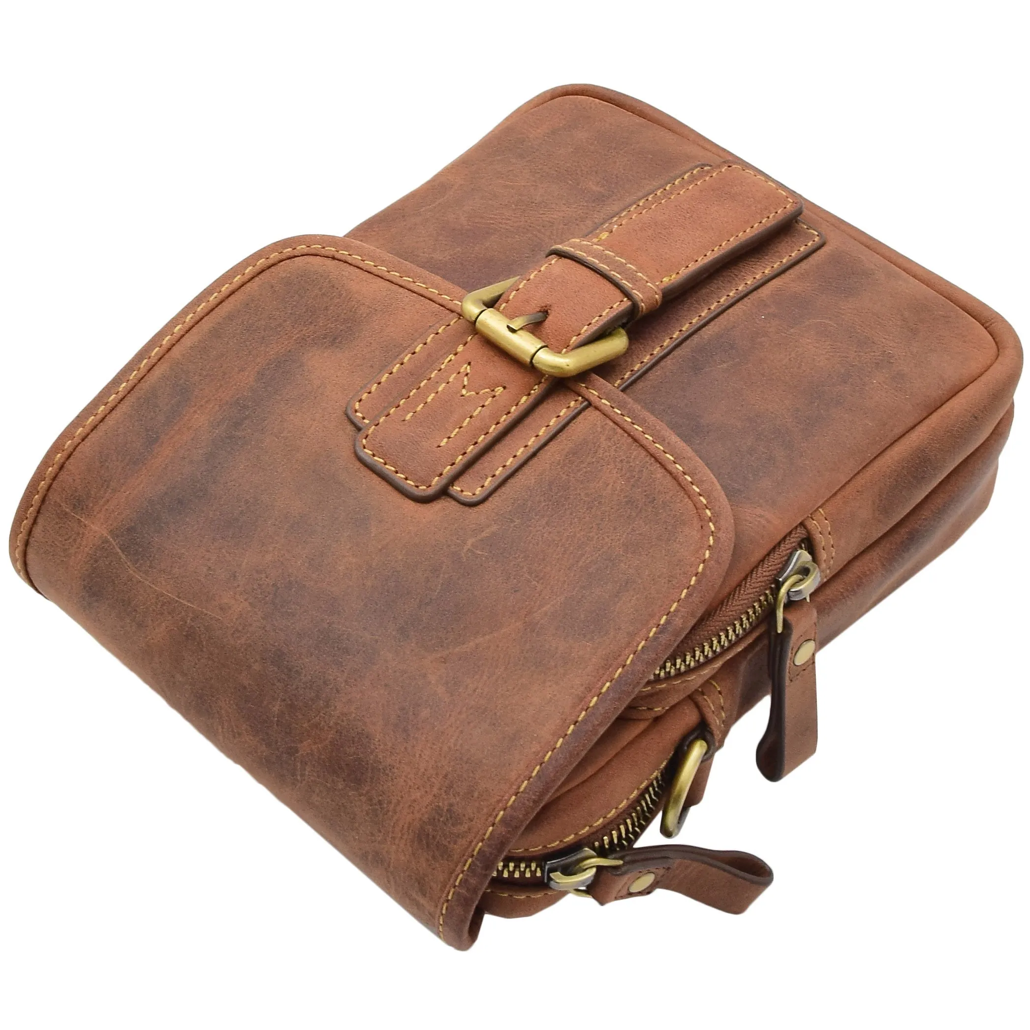 Mens Trendy Smart Crossbody Bag Genuine Leather Messenger Lucas Tan