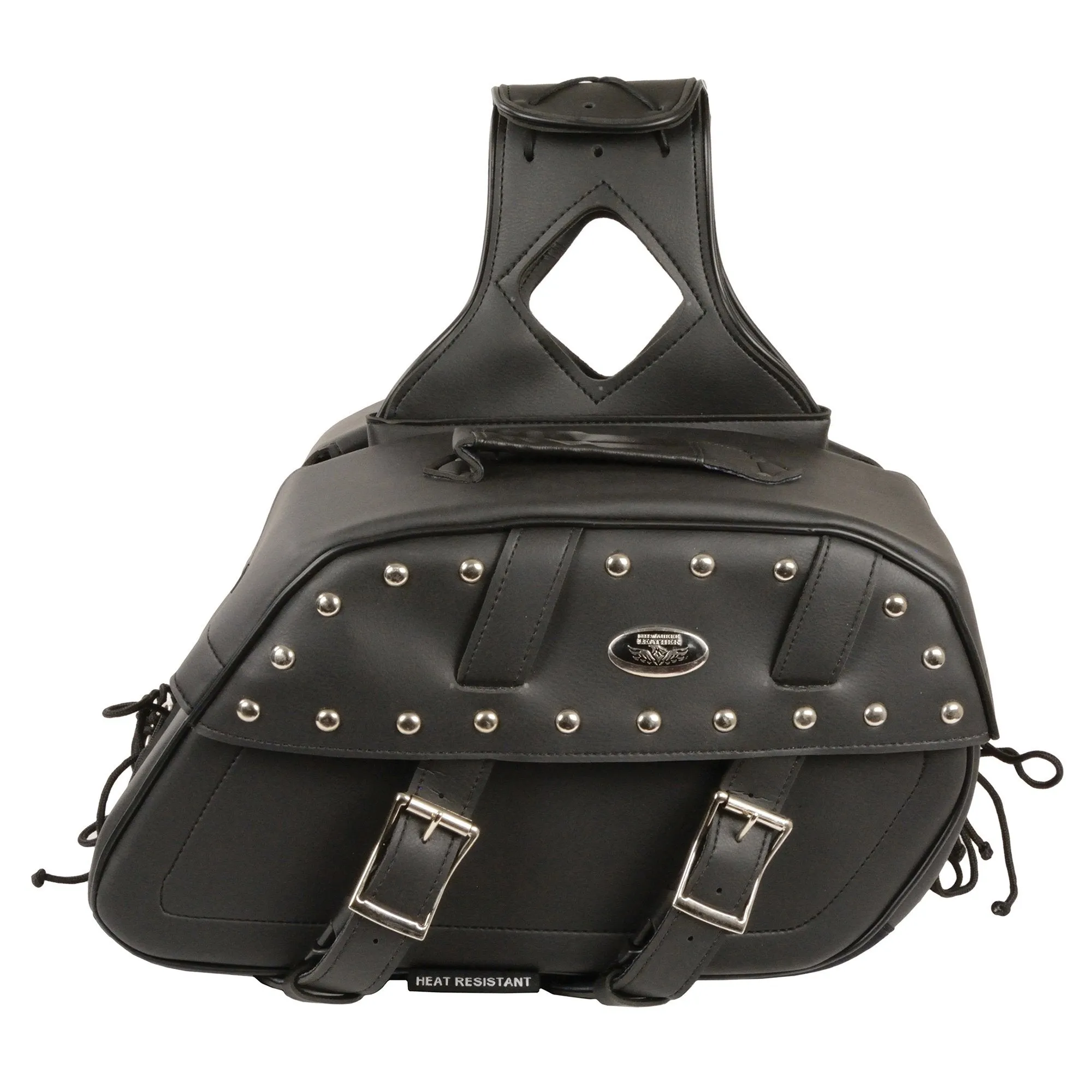 Milwaukee Leather SH61101ZB Black Zip-Off PVC Studded Throw Over Rounded Saddlebags