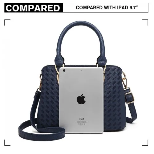 Miss Lulu Leather Look Weave Effect Shoulder Bag - Blue | Chic & Versatile Handbag for Every Occasion