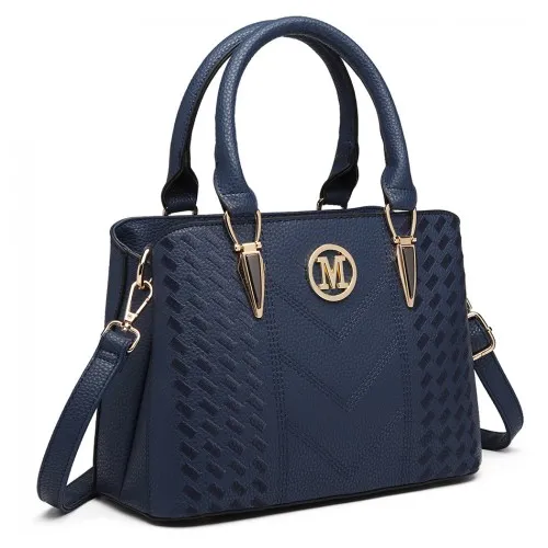 Miss Lulu Leather Look Weave Effect Shoulder Bag - Blue | Chic & Versatile Handbag for Every Occasion