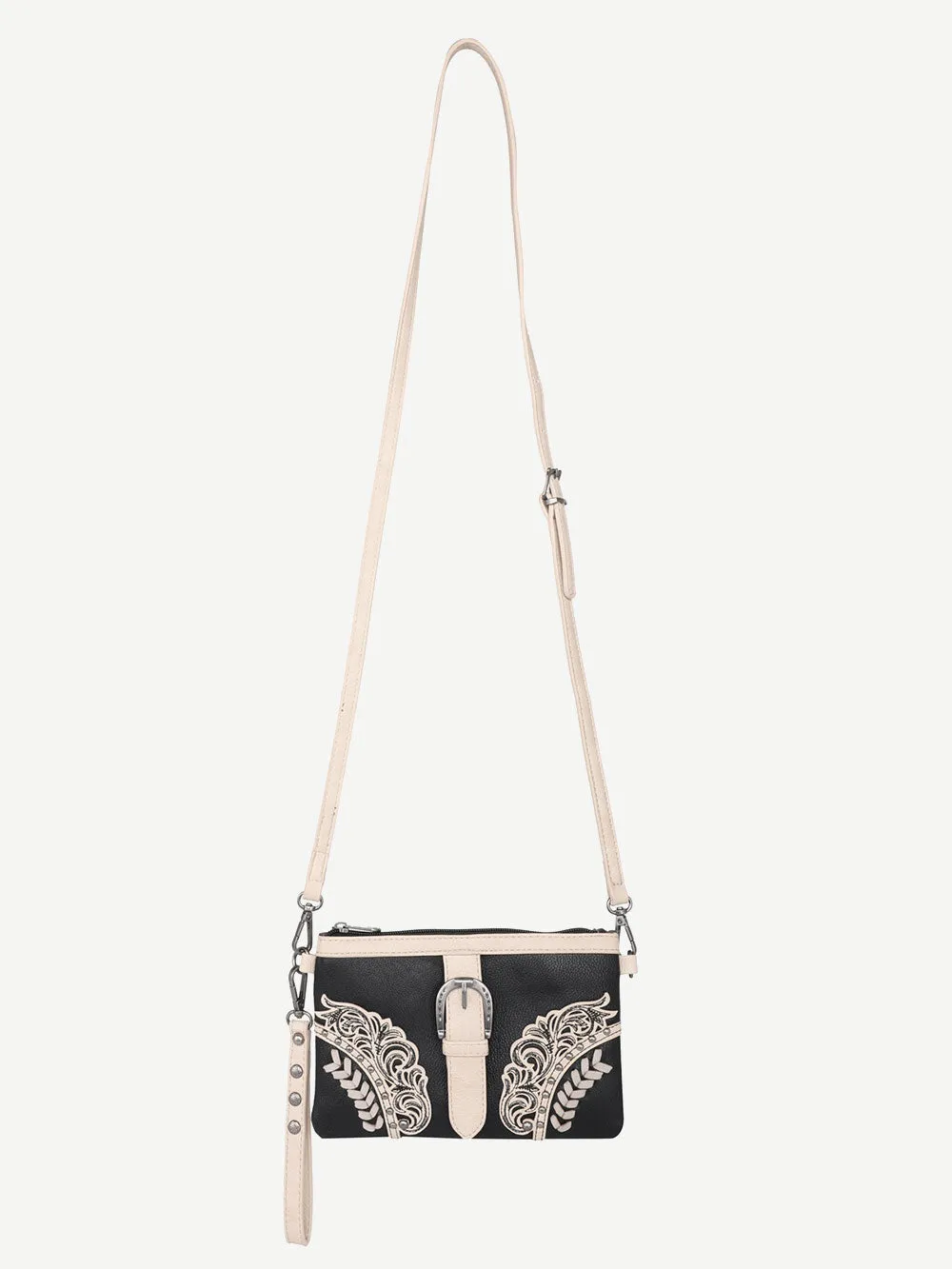 Montana West Cut-Out Floral Buckle Crossbody Clutch