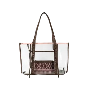 Montana West Ladies Aztec Collection Coffee Clear Tote Bag MW1122-8317CF