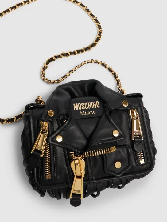 Moschino   Biker fringed Napa shoulder bag 