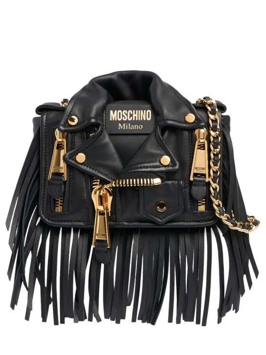 Moschino   Biker fringed Napa shoulder bag 