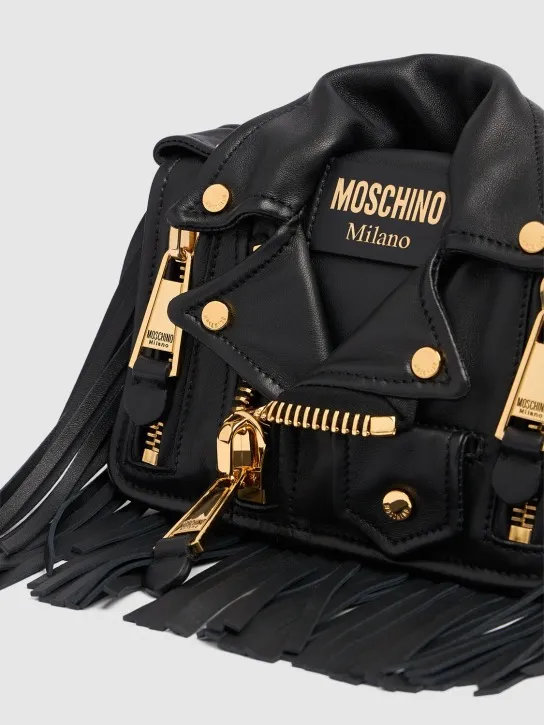 Moschino   Biker fringed Napa shoulder bag 