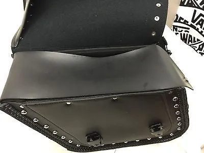 MOTORCYCLE 2 PC WATERPROOF STUDDED PVC SADDLEBAG AND HARD SHEET INSIDE