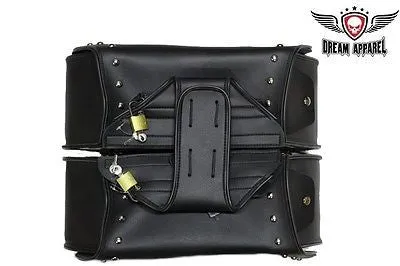 MOTORCYCLE 2 PC WATERPROOF STUDDED PVC SADDLEBAG AND HARD SHEET INSIDE