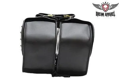 MOTORCYCLE 2 PC WATERPROOF STUDDED PVC SADDLEBAG AND HARD SHEET INSIDE