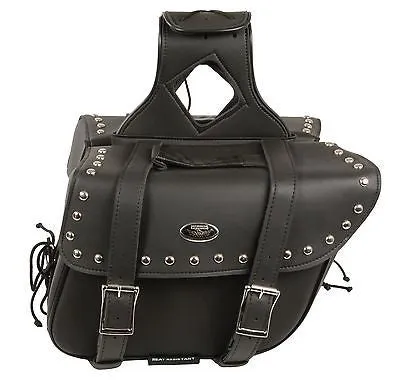 MOTORCYCLE 2PC WATERPROOF MEDIUM STUDDED ZIPOFF PVC SLANTED THROWOVER SADDLEBAG