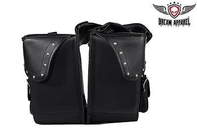 MOTORCYCLE LARGE 2 PC STUDDED PVC SADDLEBAG WITH 2 BONUS POCKETS 19 7.25 12