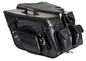 MOTORCYCLE LARGE 2 PC STUDDED PVC SADDLEBAG WITH 2 BONUS POCKETS 19 7.25 12