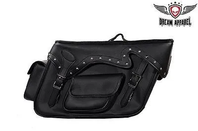 MOTORCYCLE LARGE 2 PC STUDDED PVC SADDLEBAG WITH 2 BONUS POCKETS 19 7.25 12