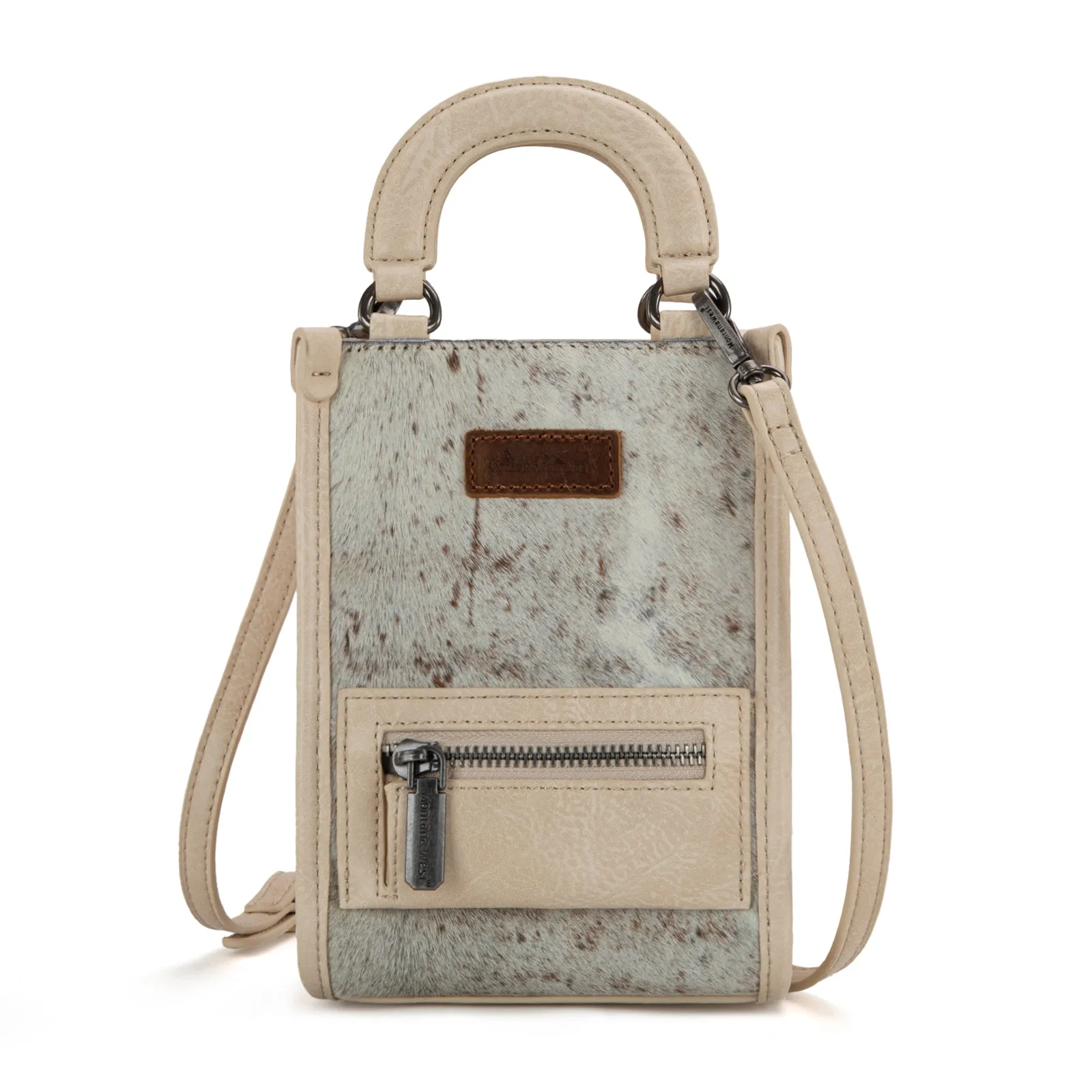 MW1311-1831  Montana West Hair-On Cowhide North South Mini Tote/Crossbody