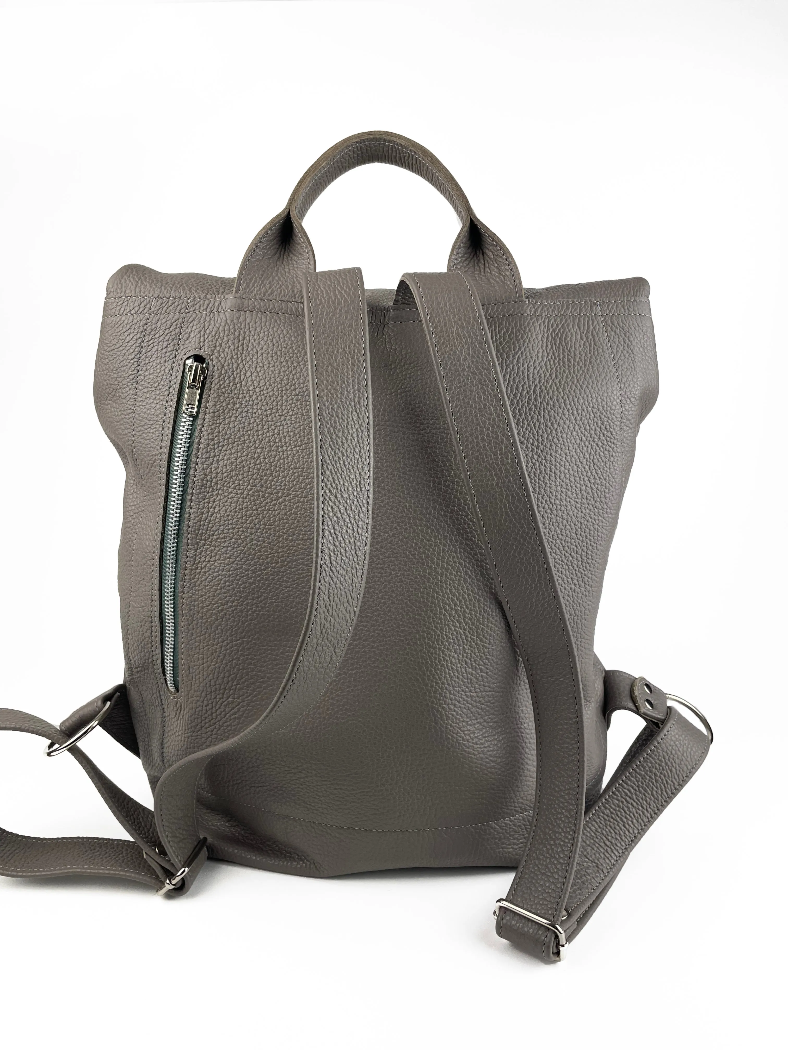 Nancy Rucksack in Taupe Pebble Leather