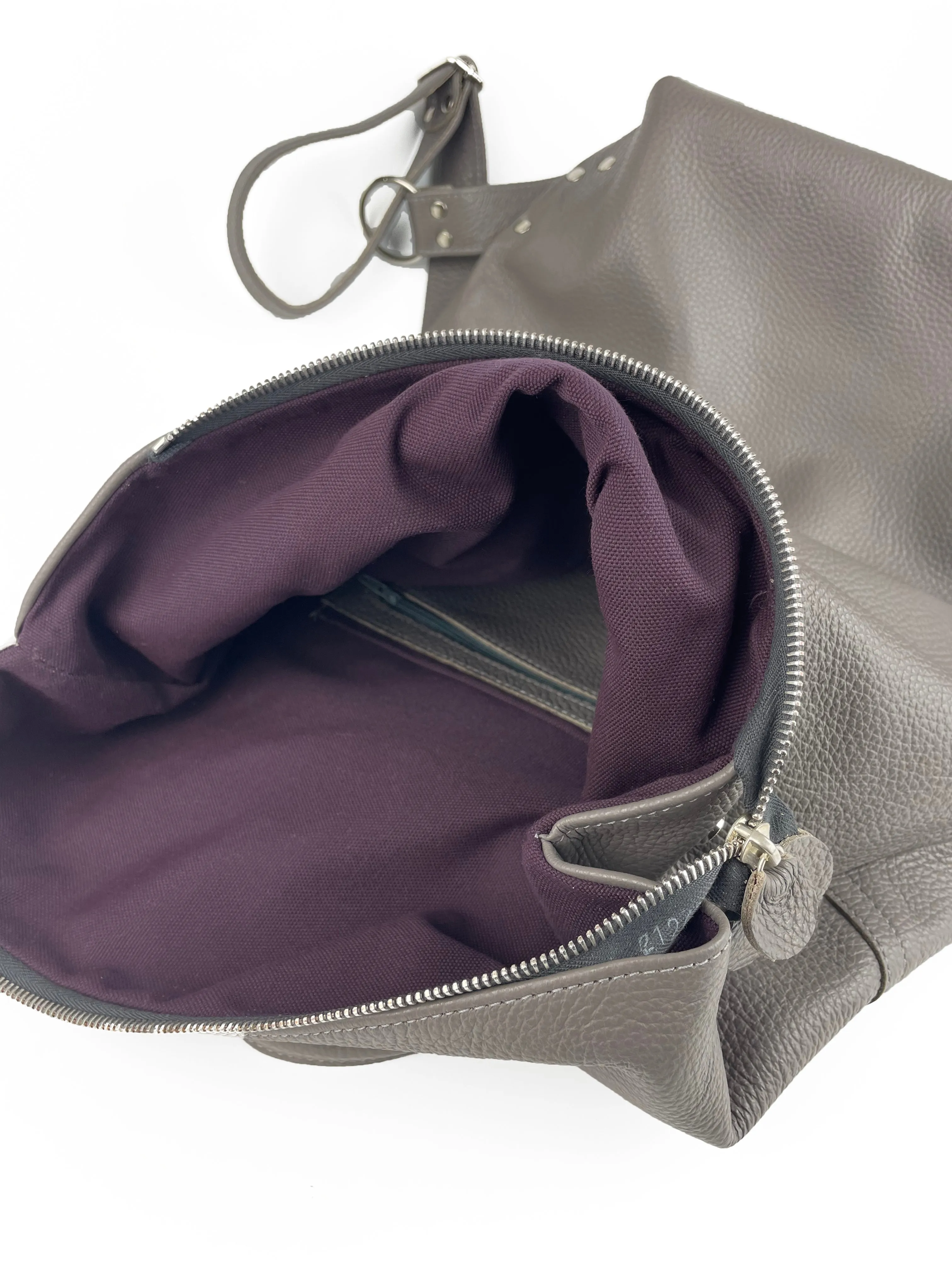 Nancy Rucksack in Taupe Pebble Leather