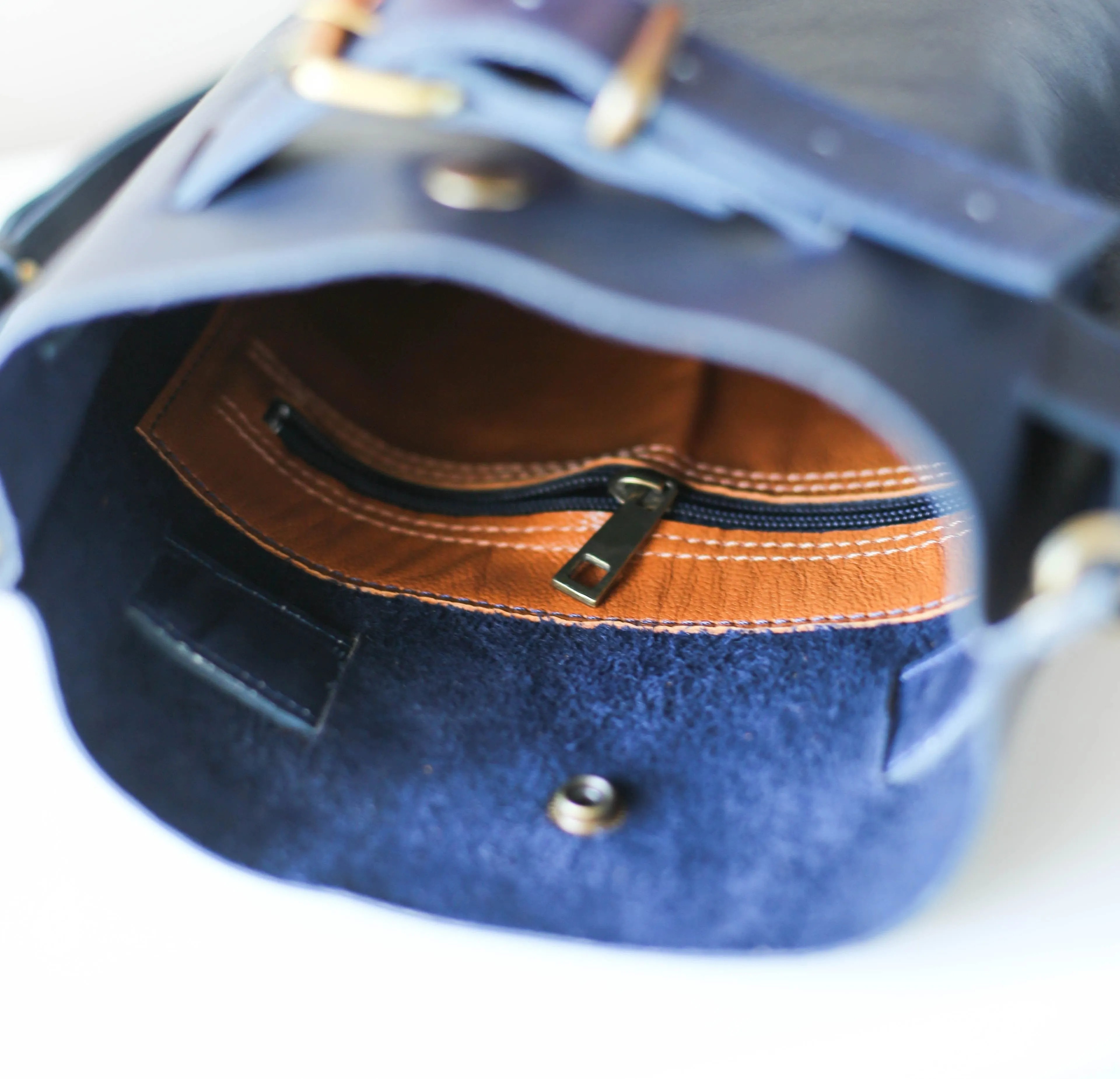 Navy Blue Leather Bag