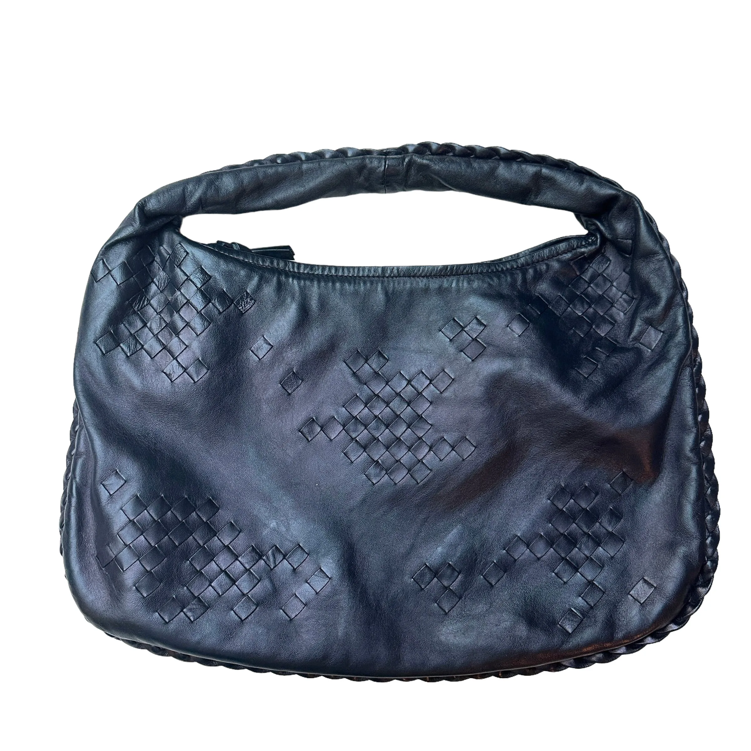 Navy Intrecciato Hobo Bag