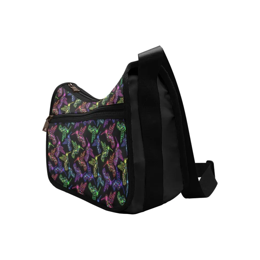 Neon Floral Hummingbirds Crossbody Bags