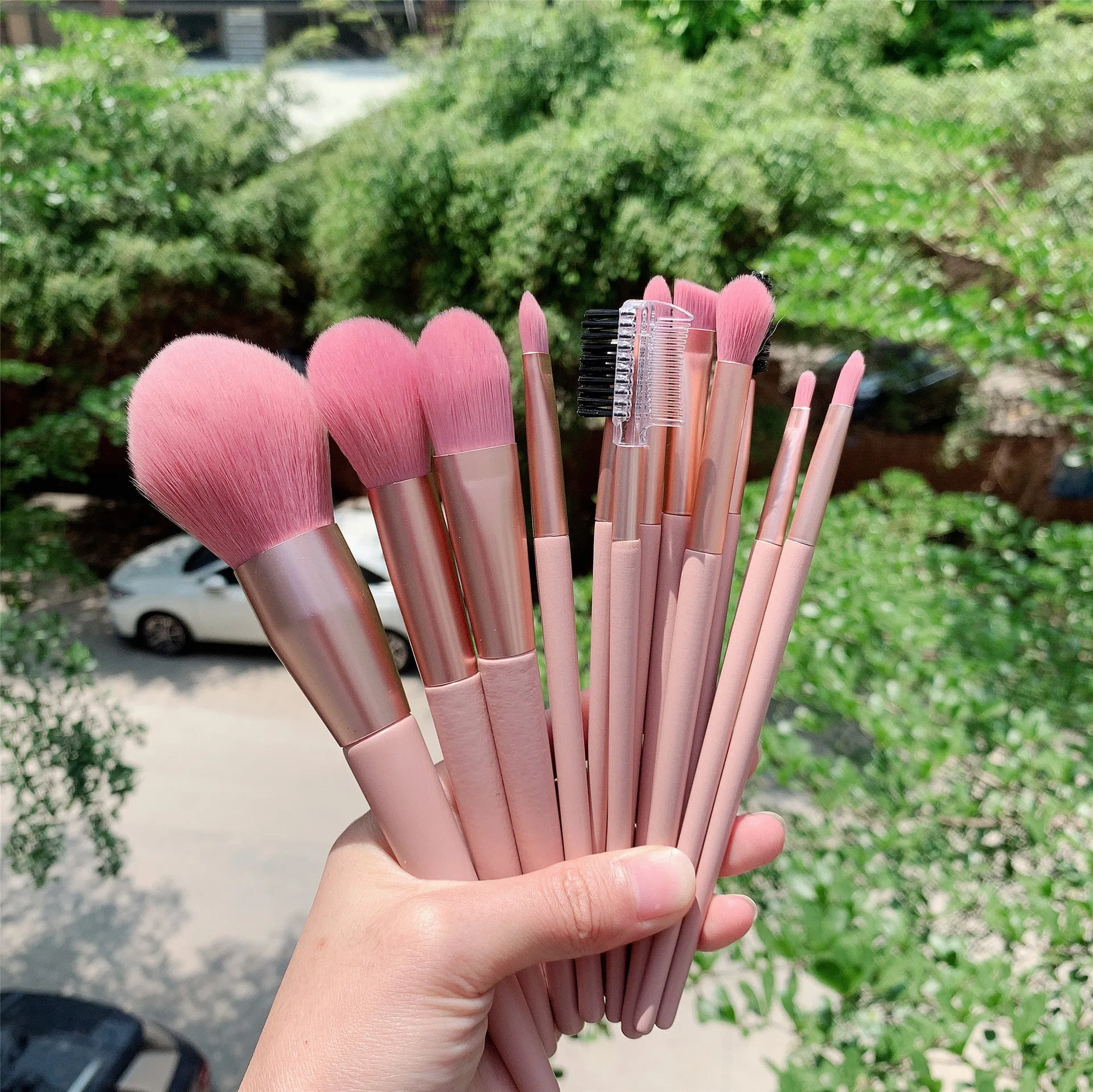 New 7 12 naked pink makeup brush set Nordic INS loose powder eye shadow brush beauty makeup tool spot