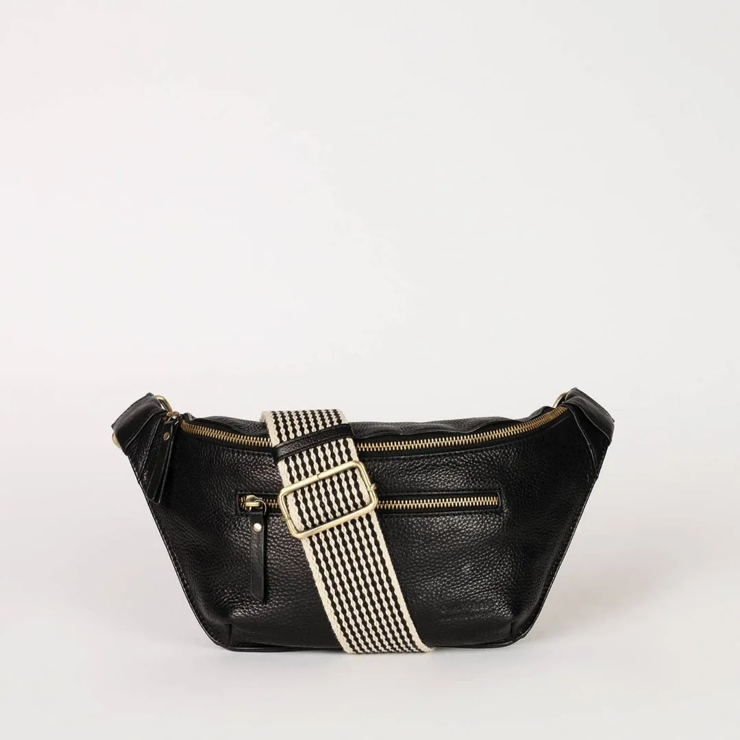 O MY BAG | Leather Bag Drew Bag - Black Soft Grain Leather (two straps)