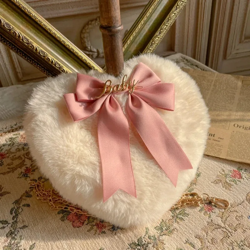 Original Homemade Lolita Love Plush Handbag with Pearl Chain