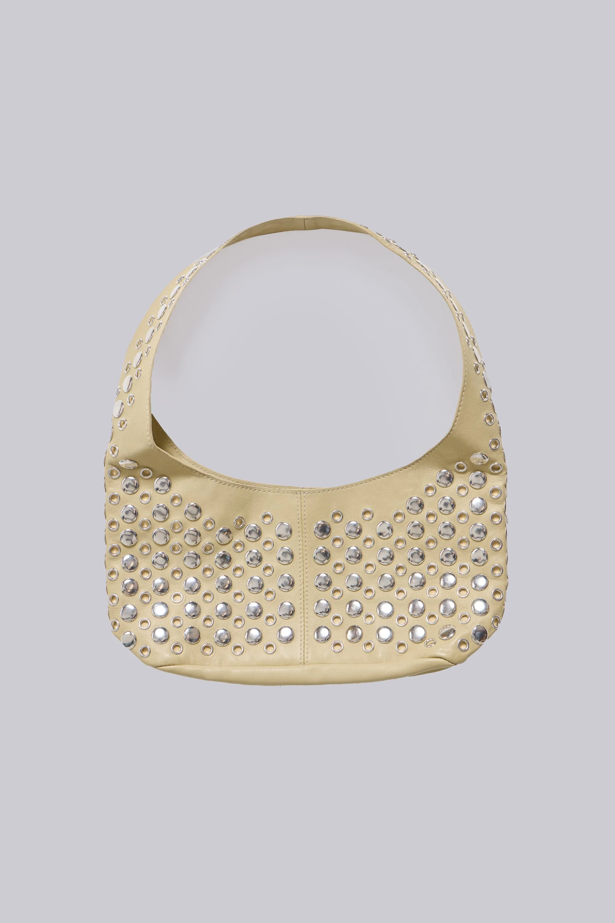 Osmium Studded Leather Bag in Cream