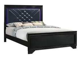 Penelope Queen Bed with LED Lighting Black and Midnight Star