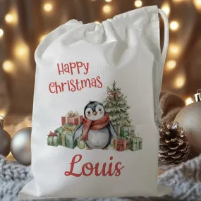 Peronalised Christmas Eve Treat Bag - Penguin