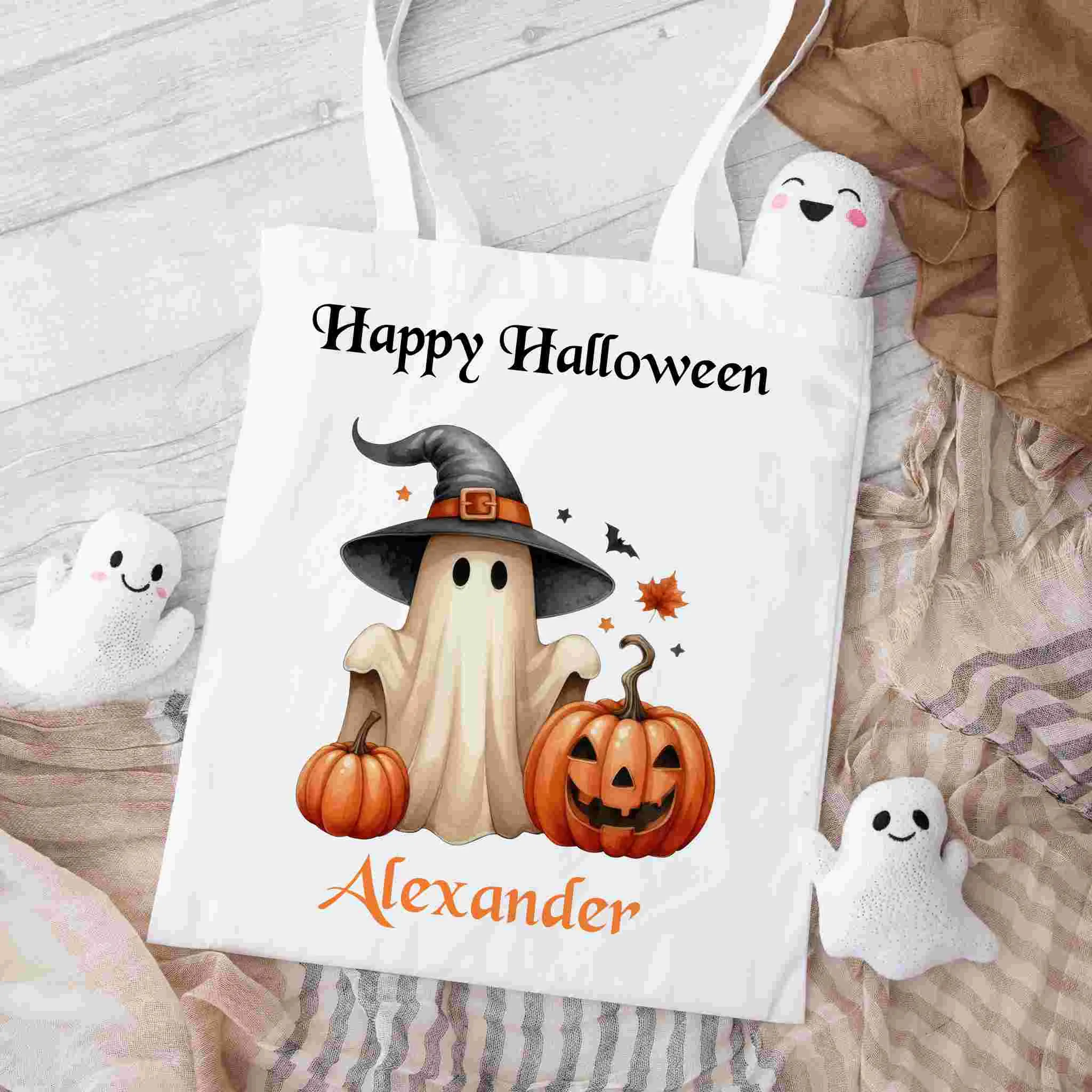 Personalised Children's Halloween Trick or Treat Bag – Customised Candy Tote for Spooky Fun