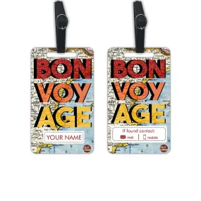 Personalized Bag Tags for Identifier Name Set of 2 - BON VOYAGE