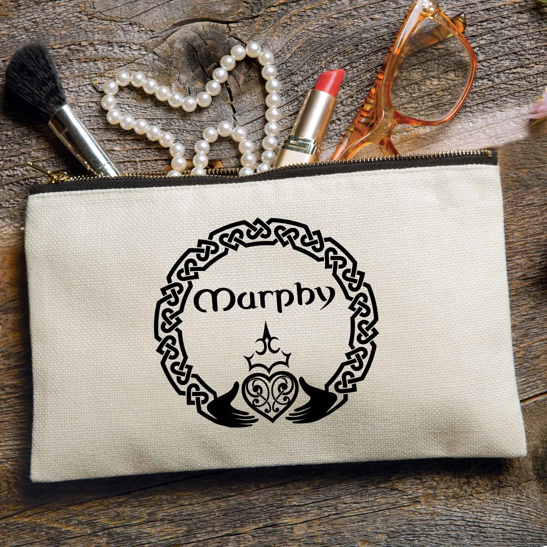 Personalized Claddagh Makeup Bag