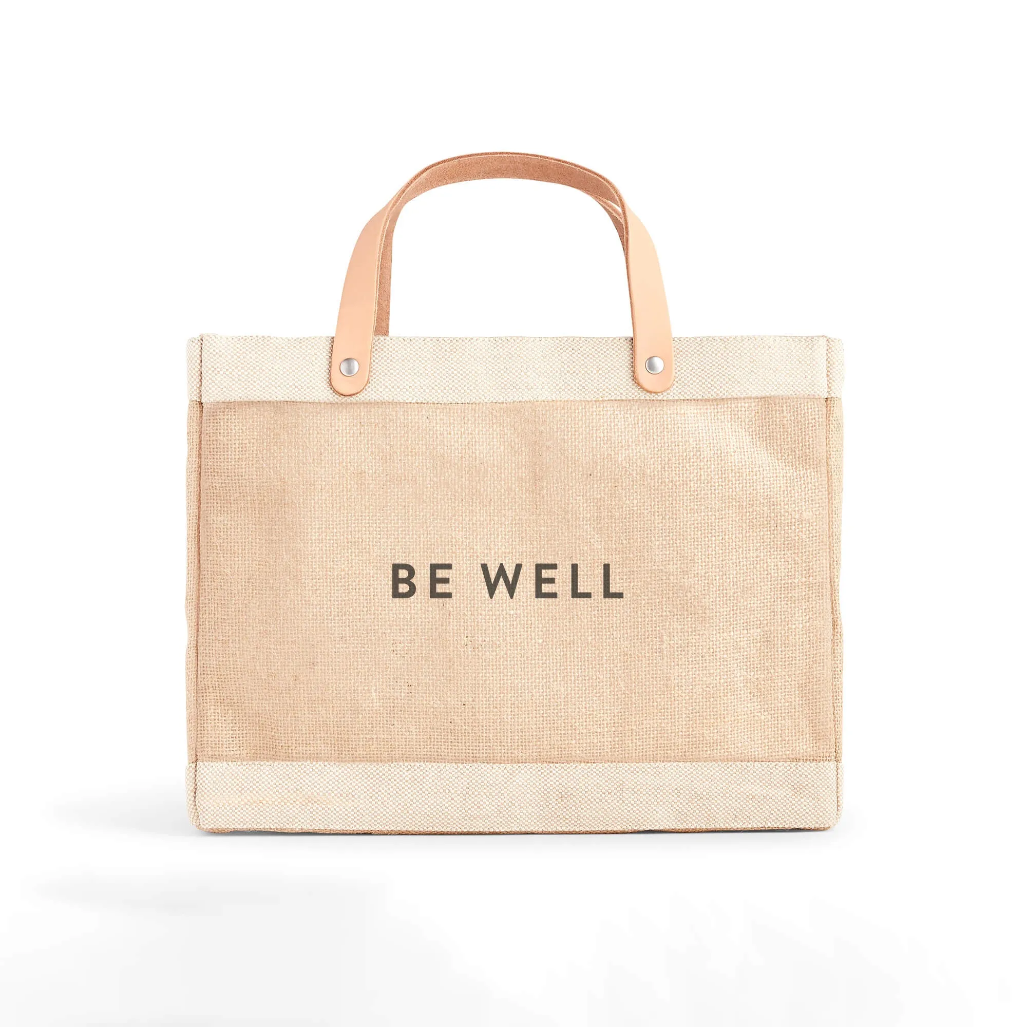 Petite Market Bag in Natural with “BE WELL”