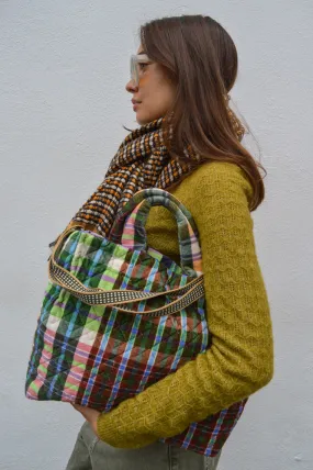 Épice Green Check Shopping Tote