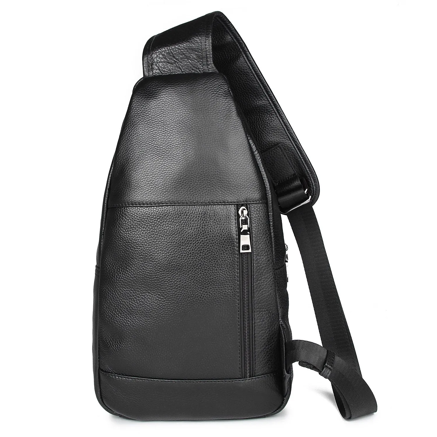 Polare Cowhide Leather Waterproof Casual Daypack Sling Shoulder Chest Crossbody Bag For Men